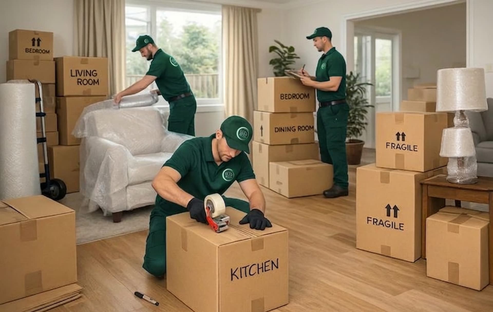فريق B2H Movers يحمل أثاث فيلا لنقلة منزل في العين